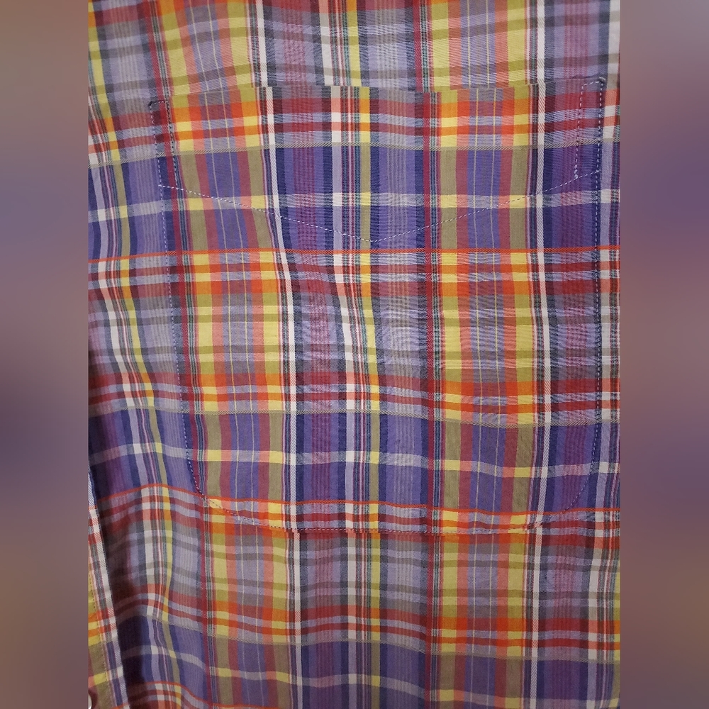 Daniel Cremieux Men's M Purple Plaid Cotton Tailored Fit Short Sleeve Shirt - Picture 4 of 11